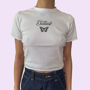 Women's Butterfly Graphic Cropped Baby T-Shirt